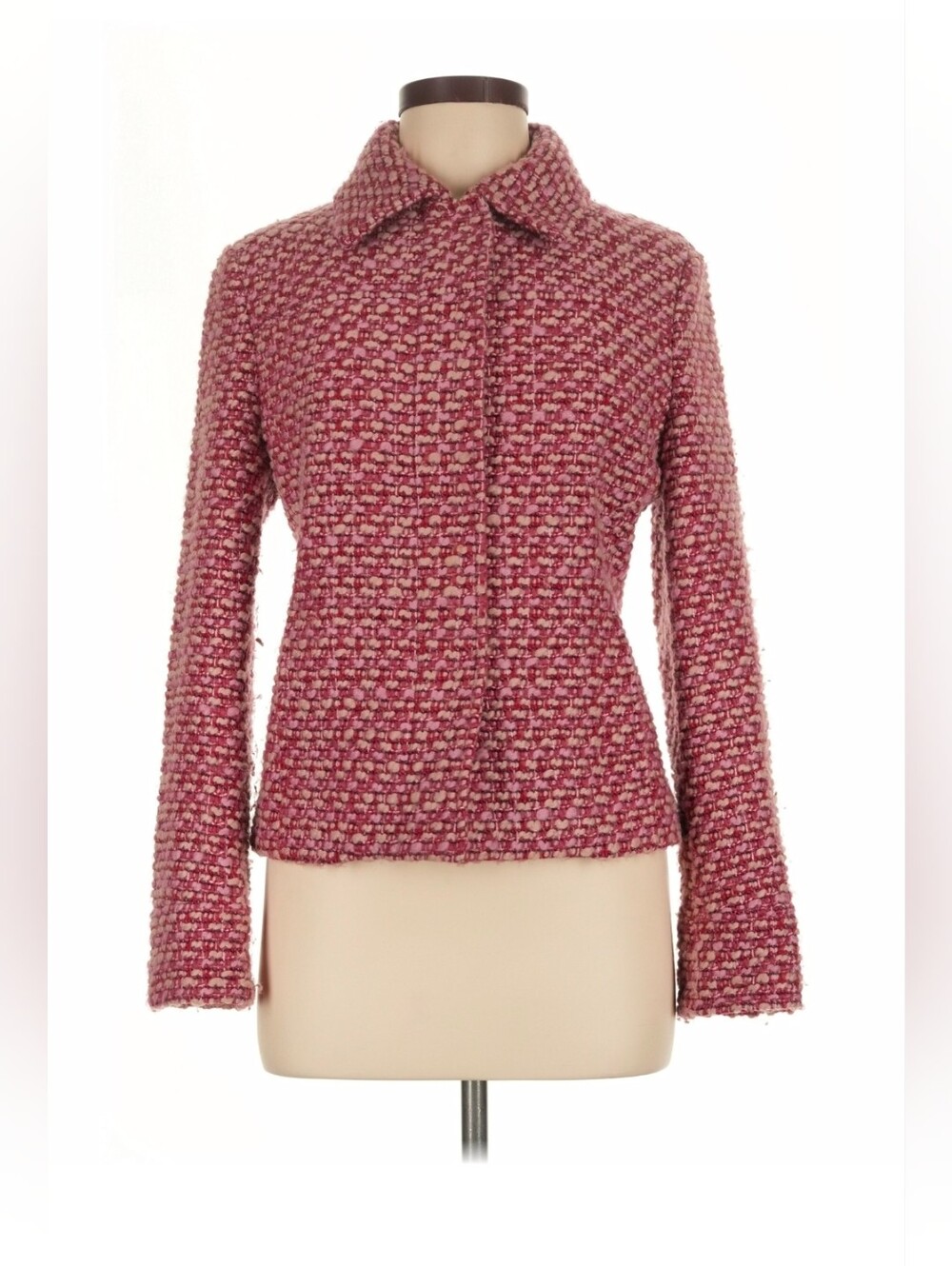 VTG United Colors of Benetton Boucle Tweed Coat Wool Blend Women IT 42 US S Pink